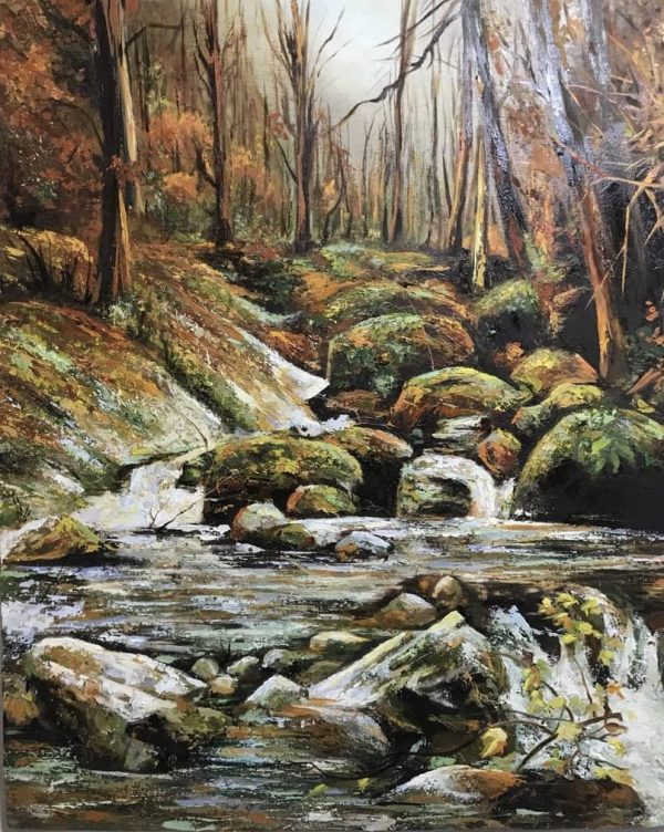 تابلو نقاشی سنگ و رودخانه